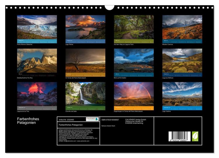 Produktbild: Farbenfrohes Patagonien (Wandkalender 2026 DIN A3 quer), CALVENDO Monatskalender