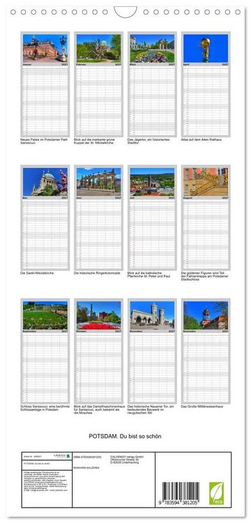 Produktbild: Familienplaner 2027 - POTSDAM. Du bist so sch&ouml;n mit 5 Spalten (Wandkalender, 21 x 45 cm) CALVENDO
