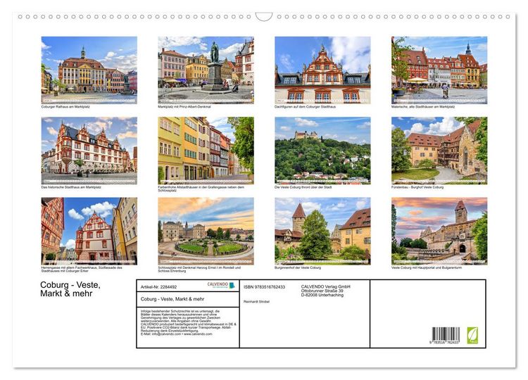 Produktbild: Coburg - Veste, Markt & mehr (Wandkalender 2027 DIN A2 quer), CALVENDO Monatskalender