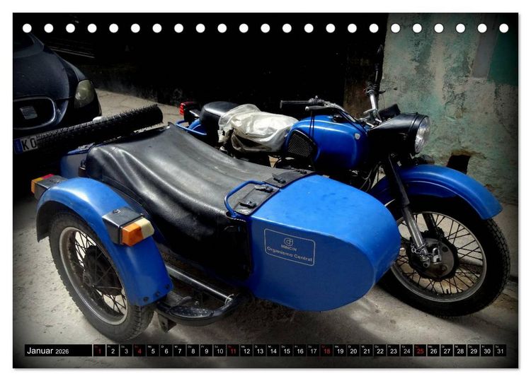 Produktbild: Motorrad-Gespanne in Kuba (Tischkalender 2026 DIN A5 quer), CALVENDO Monatskalender
