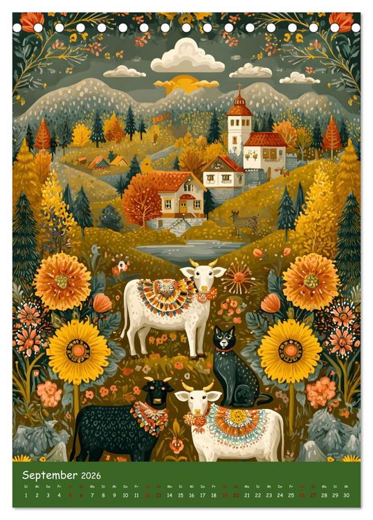 Produktbild: Folk Art Seasons (Tischkalender 2026 DIN A5 hoch), CALVENDO Monatskalender