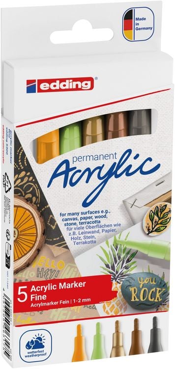 Produktbild: Edding Acrylmarker fein e-5300 Natur, 5er Set