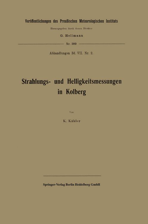 Produktbild: Strahlungs- und Helligkeitsmessungen in Kolberg