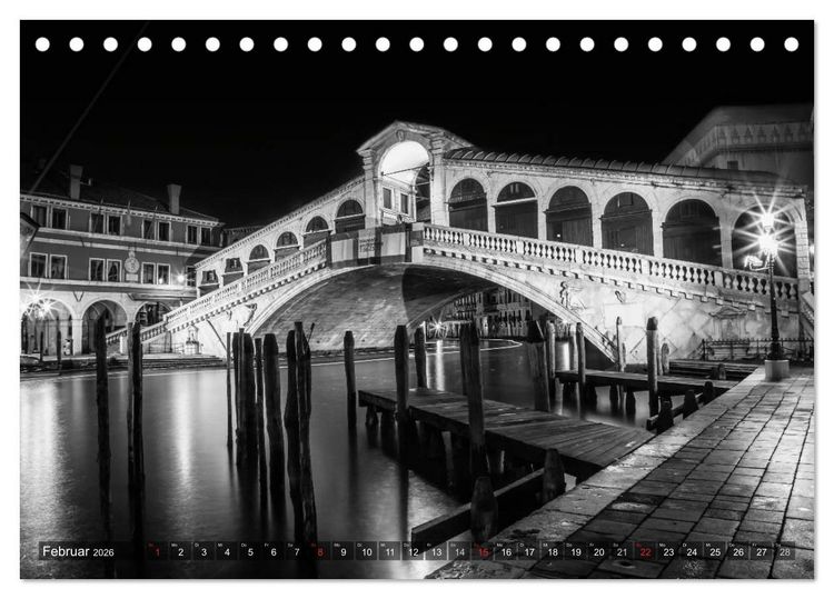 Produktbild: Leuchtendes Venedig &hellip;in monochrom (Tischkalender 2026 DIN A5 quer), CALVENDO Monatskalender