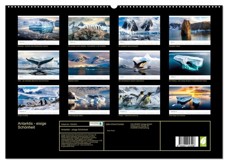 Produktbild: Antarktis - eisige Sch&ouml;nheit (hochwertiger Premium Wandkalender 2026 DIN A2 quer), Kunstdruck in Hochglanz