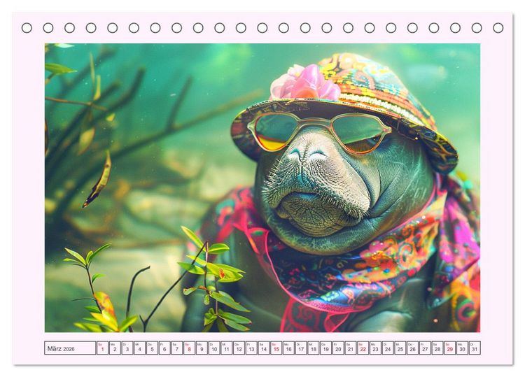 Produktbild: Modische Manatees. Charmante Seek&uuml;he mit Stil (Tischkalender 2026 DIN A5 quer), CALVENDO Monatskalender