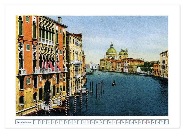Produktbild: Erinnerungen an das alte Venedig: Historische Stiche von der Lagunenstadt (Tischkalender 2026 DIN A5 quer), CALVENDO Monatskalender