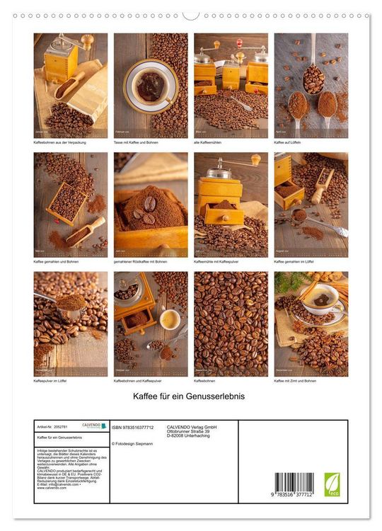 Produktbild: Kaffee f&uuml;r ein Genusserlebnis (hochwertiger Premium Wandkalender 2026 DIN A2 hoch), Kunstdruck in Hochglanz