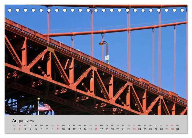 Produktbild: GOLDEN GATE BRIDGE Faszination San Francisco (Tischkalender 2026 DIN A5 quer), CALVENDO Monatskalender