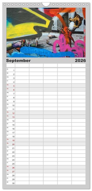 Produktbild: Familienplaner 2026 - Street-Art 2026 mit 5 Spalten (Wandkalender, 21 x 45 cm) CALVENDO
