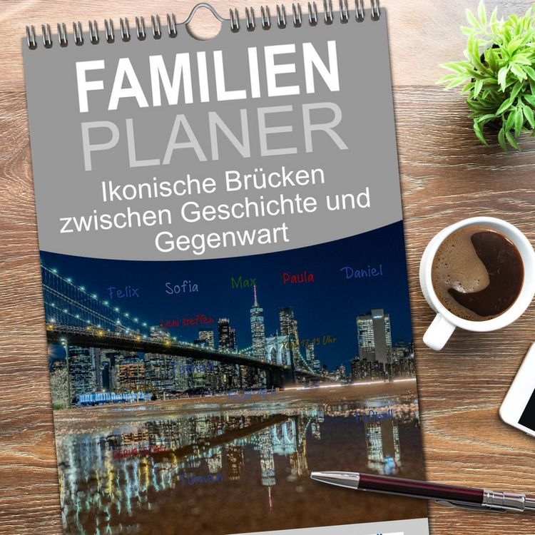 Produktbild: Familienplaner 2026 - Ikonische Br&uuml;cken zwischen Geschichte und Gegenwart mit 5 Spalten (Wandkalender, 21 x 45 cm) CALVENDO