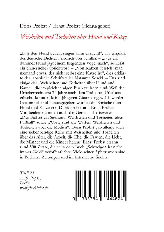 Produktbild: Weisheiten &uuml;ber Hund und Katze