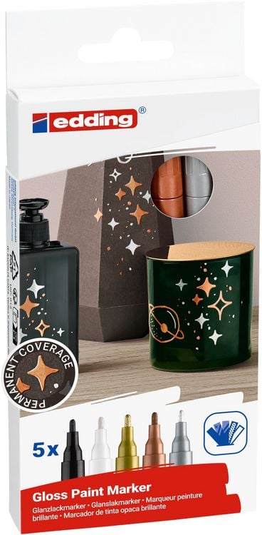 Produktbild: Edding Glanzlackmarker 751 Creative Metallic 1-2mm 5er Set