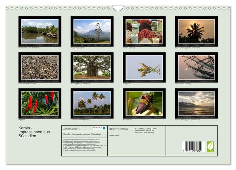 Produktbild: Kerala - Impressionen aus S&uuml;dindien (Wandkalender 2026 DIN A3 quer), CALVENDO Monatskalender