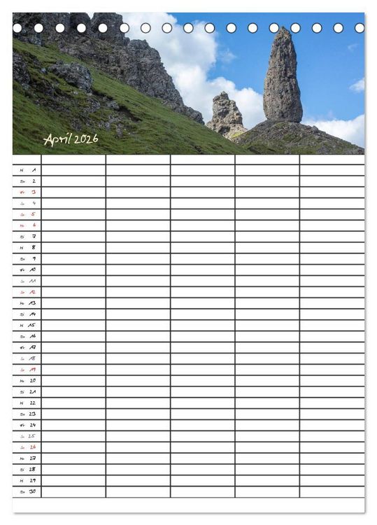 Produktbild: Isle of Skye - Schottlands Inseln - Familienplaner (Tischkalender 2026 DIN A5 hoch), CALVENDO Monatskalender