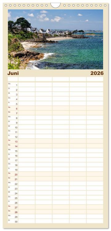 Produktbild: Familienplaner 2026 - Bretagne - Bilder einer K&uuml;stenlandschaft mit 5 Spalten (Wandkalender, 21 x 45 cm) CALVENDO