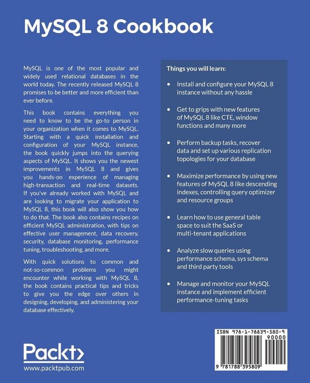 Produktbild: MySQL 8 Cookbook