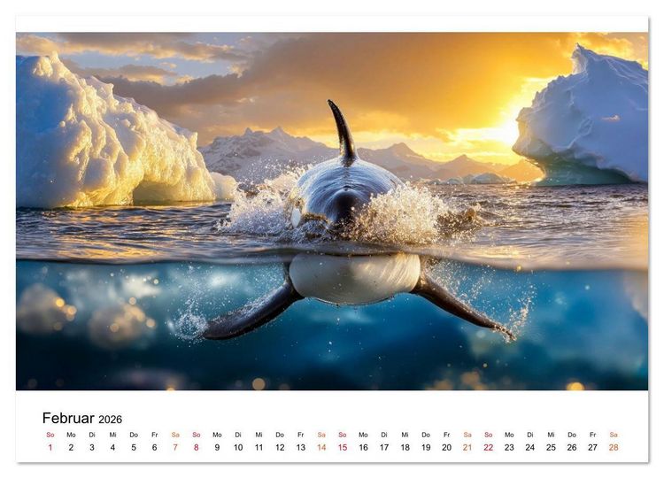 Produktbild: Orcas - ein Jahr voller Meer (Wandkalender 2026 DIN A2 quer), CALVENDO Monatskalender