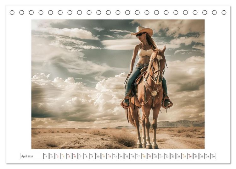 Produktbild: Sattel und Sinnlichkeit - Begegnungen mit den Verf&uuml;hrerischen Cowgirls (Tischkalender 2026 DIN A5 quer), CALVENDO Monatskalender