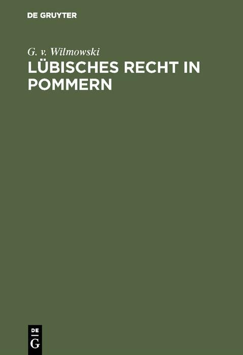 Produktbild: L&uuml;bisches Recht in Pommern