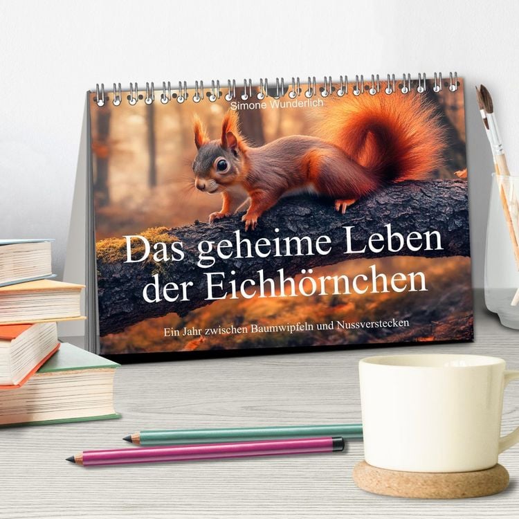 Produktbild: Das geheime Leben der Eichh&ouml;rnchen - Ein Jahr zwischen Baumwipfeln und Nussverstecken (Tischkalender 2026 DIN A5 quer), CALVENDO Monatskalender
