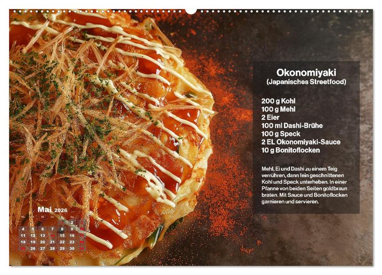 Produktbild: Streetfood Kalender - Einfache Rezepte aus den Stra&szlig;enk&uuml;chen der Welt (hochwertiger Premium Wandkalender 2026 DIN A2 quer), Kunstdruck in Hochglanz
