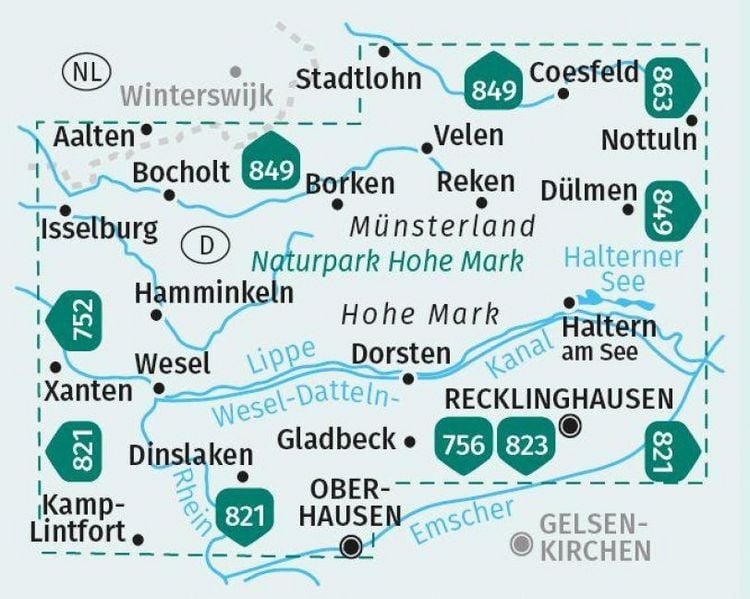 Produktbild: KOMPASS Wanderkarten-Set 753 Naturpark Hohe Mark / Westm&uuml;nsterland (2 Karten) 1:35.000