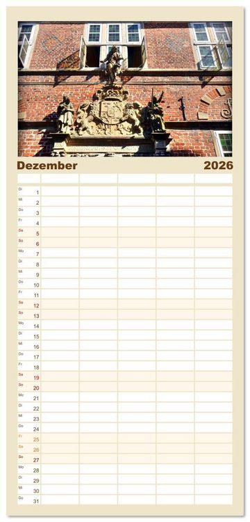 Produktbild: Familienplaner 2026 - Malerisches Stade mit 5 Spalten (Wandkalender, 21 x 45 cm) CALVENDO