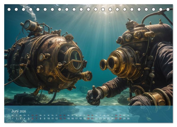 Produktbild: Steampunk - Unterwasser Roboter (Tischkalender 2026 DIN A5 quer), CALVENDO Monatskalender