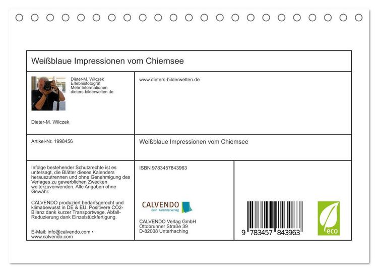 Produktbild: Wei&szlig;blaue Impressionen vom Chiemsee (Tischkalender 2026 DIN A5 quer), CALVENDO Monatskalender