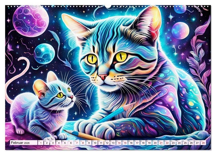 Produktbild: Katzen Schnurrige K&uuml;nstler (Wandkalender 2026 DIN A2 quer), CALVENDO Monatskalender
