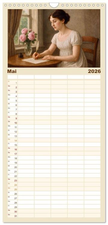 Produktbild: Familienplaner 2026 - Jane Austen mit 5 Spalten (Wandkalender, 21 x 45 cm) CALVENDO