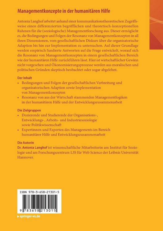 Produktbild: Managementkonzepte in der humanit&auml;ren Hilfe
