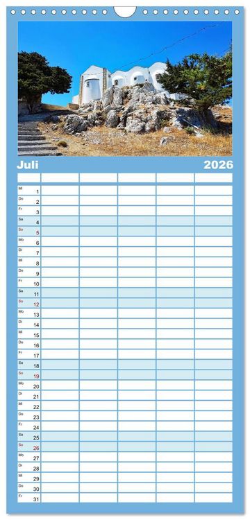 Produktbild: Familienplaner 2026 - Kreta - Insel der Kapellen mit 5 Spalten (Wandkalender, 21 x 45 cm) CALVENDO