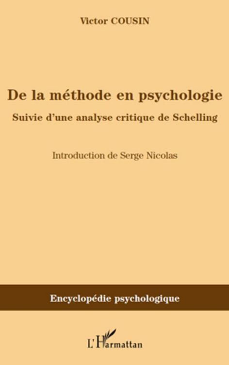 Produktbild: De la methode en psychologie - suivie d'une analyse critique