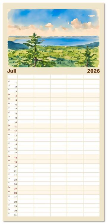 Produktbild: Familienplaner 2026 - Idylle im Latium mit 5 Spalten (Wandkalender, 21 x 45 cm) CALVENDO