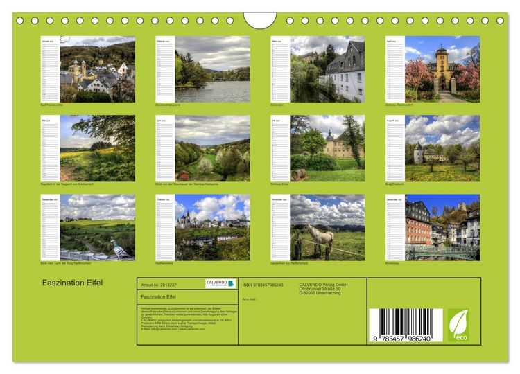 Produktbild: Faszination Eifel (Wandkalender 2026 DIN A4 quer), CALVENDO Monatskalender