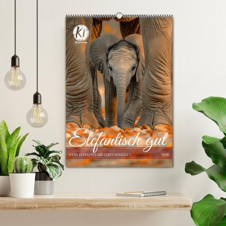 Produktbild: Elefantisch gut (Wandkalender 2026 DIN A2 hoch), CALVENDO Monatskalender