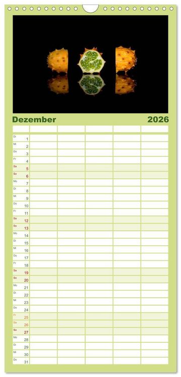 Produktbild: Familienplaner 2026 - Fr&uuml;chte dreigeteilt mit 5 Spalten (Wandkalender, 21 x 45 cm) CALVENDO