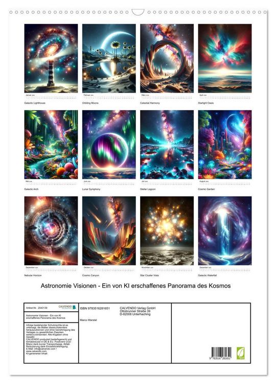 Produktbild: Astronomie Visionen - Ein von KI erschaffenes Panorama des Kosmos (Wandkalender 2026 DIN A2 hoch), CALVENDO Monatskalender
