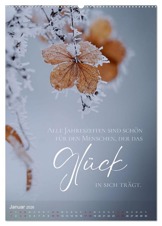 Produktbild: ICH W&Uuml;NSCHE DIR GL&Uuml;CK - 12 Monate mit inspirierenden Gl&uuml;ckszitaten (hochwertiger Premium Wandkalender 2026 DIN A2 hoch), Kunstdruck in Hochglanz