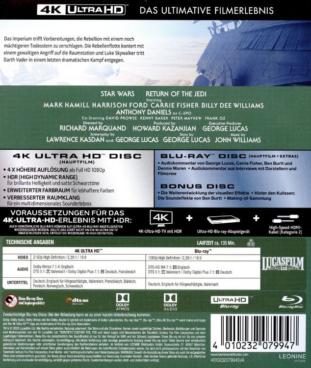 Produktbild: Star Wars - Die R&uuml;ckkehr der Jedi-Ritter (4K Ultra HD) (+ Blu-ray 2D) (+ Bonus-Blu-ray)