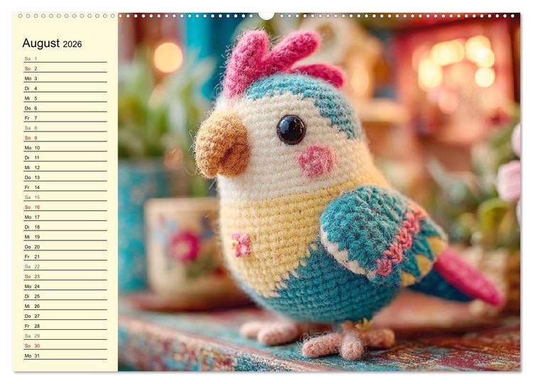 Produktbild: Kleine Freunde aus Wolle. Zauberhaft geh&auml;kelte Tierchen (Wandkalender 2026 DIN A2 quer), CALVENDO Monatskalender