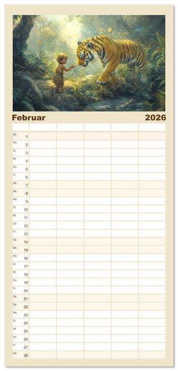 Produktbild: Familienplaner 2026 - Vertr&auml;umte Begegnungen - Kinderkalender mit 5 Spalten (Wandkalender, 21 x 45 cm) CALVENDO