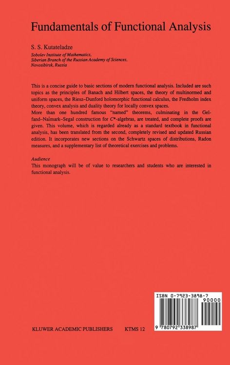 Produktbild: Fundamentals of Functional Analysis