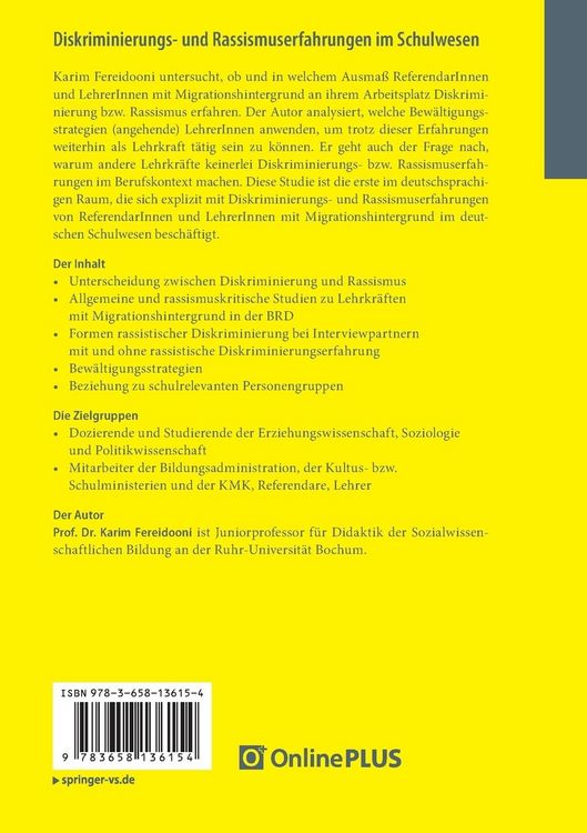 Produktbild: Diskriminierungs- und Rassismuserfahrungen im Schulwesen