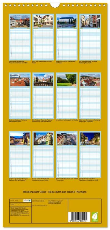 Produktbild: Familienplaner 2026 - Residenzstadt Gotha - Reise durch das sch&ouml;ne Th&uuml;ringen mit 5 Spalten (Wandkalender, 21 x 45 cm) CALVENDO