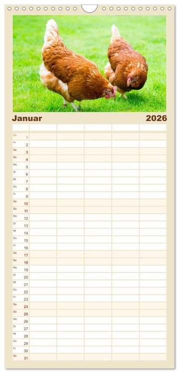 Produktbild: Familienplaner 2026 - Geliebte Tiere auf dem Bauernhof mit 5 Spalten (Wandkalender, 21 x 45 cm) CALVENDO