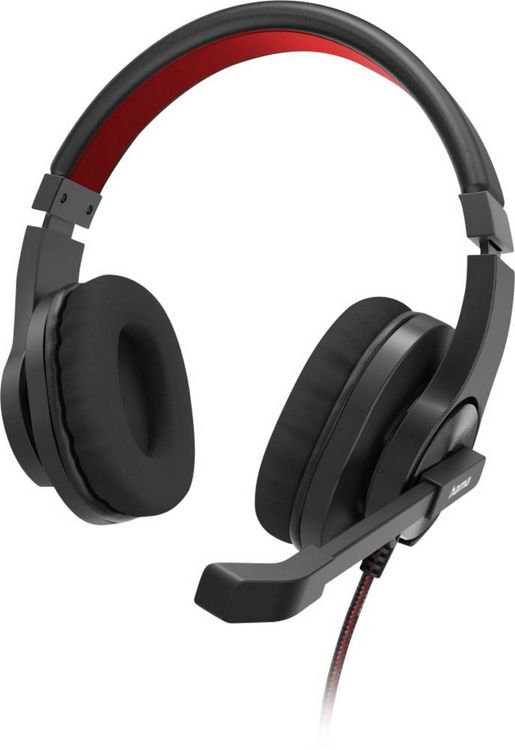 Produktbild: Hama PC-Office-Headset \"HS-USB400 V2\", Stereo, Schwarz On Ear Headset Schwarz, Rot