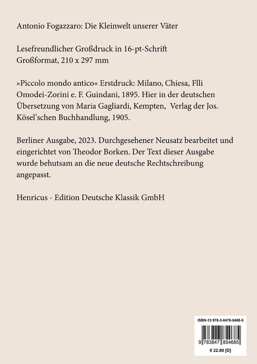 Produktbild: Die Kleinwelt unserer V&auml;ter (Gro&szlig;druck)